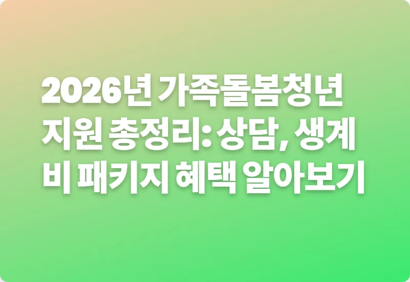2026년 가족돌봄청년 지원 총정리: 상담, 생계비 패키지 혜택 알아보기