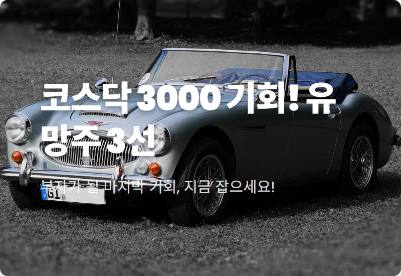 코스닥 3000 전망 알테오젠 HPSP 등 지금 사야 할 저평가 종목 3가지 투자 꿀팁