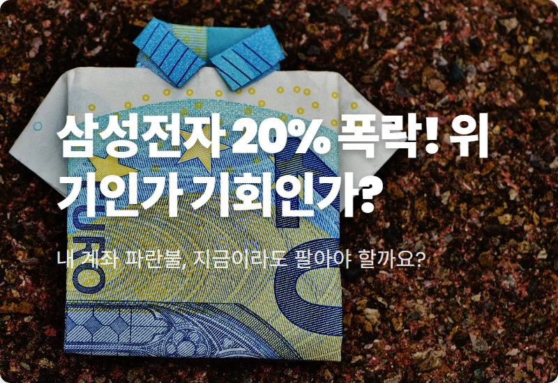 삼성전자 주식 20% 급락! 지금 매수 타이밍일까? 현실적인 3가지 투자 전략