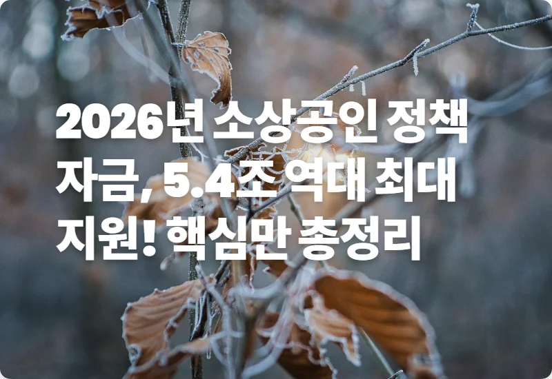2026년 소상공인 정책자금, 5.4조 역대 최대 지원! 핵심만 총정리