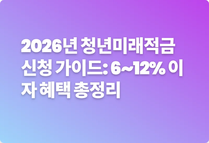 2026년 청년미래적금 신청 가이드: 6~12% 이자 혜택 총정리