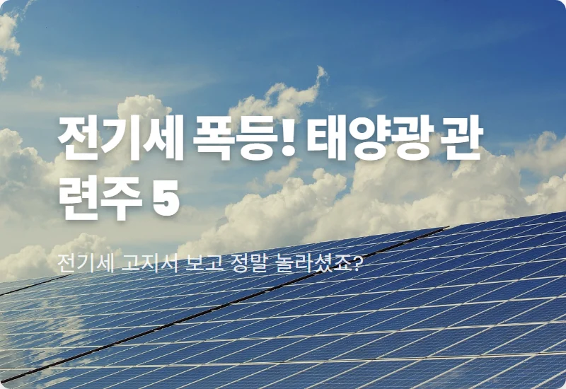 태양광 관련주 TOP5 전기요금 인상 대비 현실적인 투자 방법