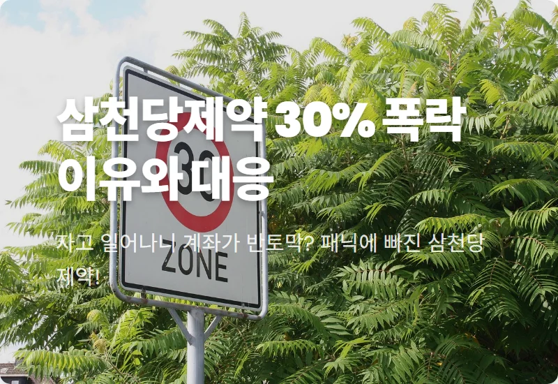 삼천당제약 주가 급락 이유 하한가 사태와 현실적인 투자자 대응 전략 꿀팁