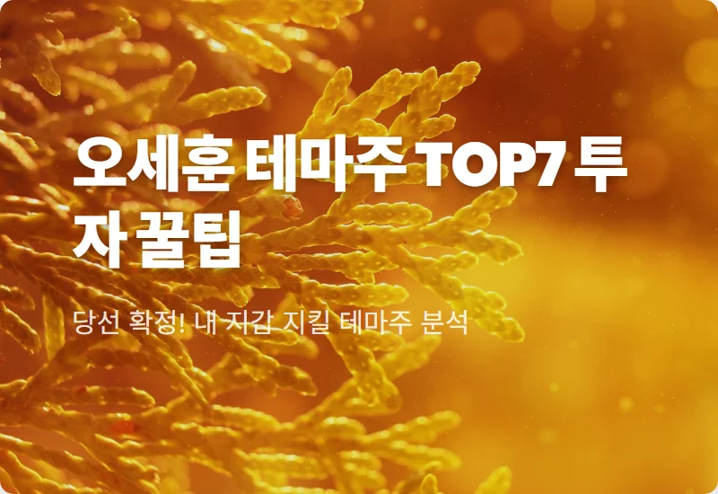 오세훈 관련주 TOP7 리스트와 현실적인 투자 주의사항 꿀팁
