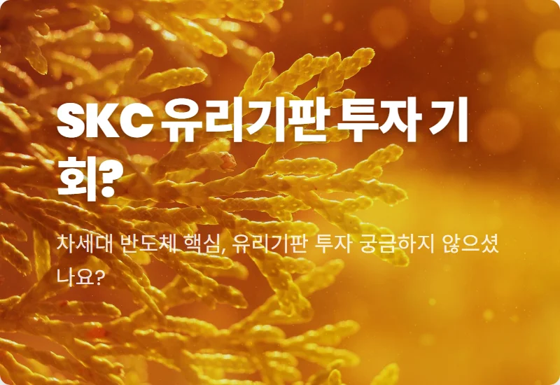 SKC 유리기판 대장주? 현실적인 투자 포인트와 리스크 분석 꿀팁