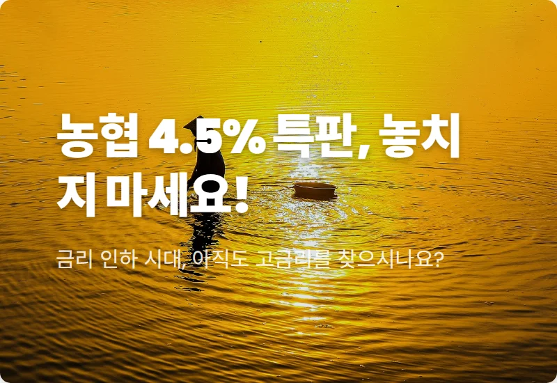 농협 연 4.5% 특판 예금: 단기 자금 굴리기 놓치면 후회할 꿀팁!