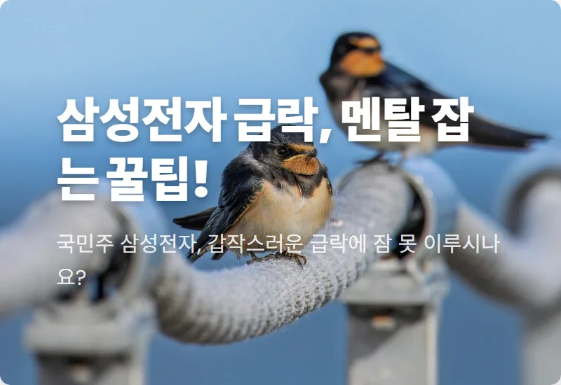 삼성전자 주가 급락, 4050 투자자 멘탈 관리 꿀팁 3가지: 외국인 매도와 ETF 충격 속 현실적인 대응 전략